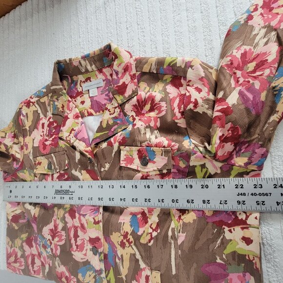 Christopher & Banks Floral Blazer Jacket Womens XL Cotton Blend Stretch Casual - Picture 7 of 9